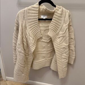 LOFT Cream Textured Cardigan